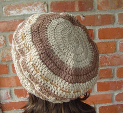 Brown tan slouchy beanie, smaller dread tam, beret hat, men hat, woman beanie