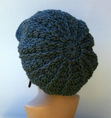 Gray Charcoal Newsboy Cap, dark grey Visor Dread Tam Hat, Hippie Slouchy Beanie cap hat, man, woman