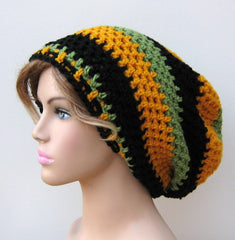Jamaica Flag Inspired Slouchy Beanie Dread Tam Hippie Boho Hat