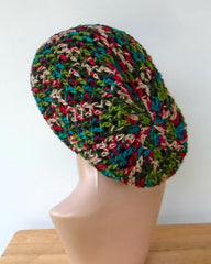 Handmade slouchy beanie in 16 colors custom variegated cotton snood slouchy hat/women men Dread Tam hairnet hat/light summer beanie made to order