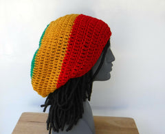 Jamaica colors slouchy hat dreadlocks beanie rasta tam hat dread tam hat Rasta slouchy beanie