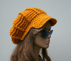 Custom colors Newsboy Hat Visor hat slouchy beanie thick cap crochet handmade