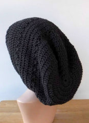 Graphite grey slouchy large Tam Dreadlock Hippie Beanie Dread Hat handmade crochet unisex