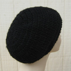 Soft Black Slouchy Beanie, small dread tam, woman slouch hat, warm beanie hat, baggy hat, thick beanie hat