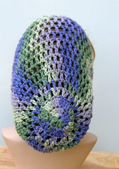 Purple Green Cotton Slouchy Beanie or Dread Tam Handmade Dreadlocks Hat
