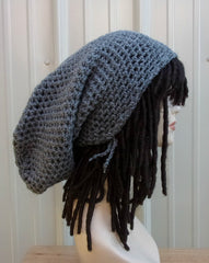Rasta super long black or gray or custom color snood tam dreadlock rasta dread tam extreme slouchy hat