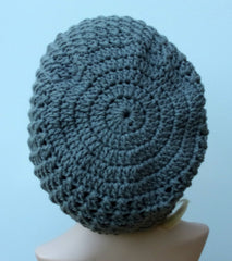 Pewter Gray Baggy Hipster Hat smaller Dread Tam Slouchy Beanie Handmade Crochet grey women men